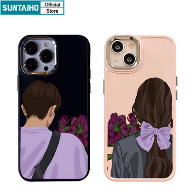 Suntaiho Ngộ nghĩnh Vỏ Độc Đáo Hoa Hồng Bé Gái Họa Tiết Ốp lưng Iphone 15 14 12 13 11 Pro Max IP 7 8 Plus Iphon X Xs XR Xs Max Silicone Mềm Cao Cấp Chống Sốc Ốp Lưng