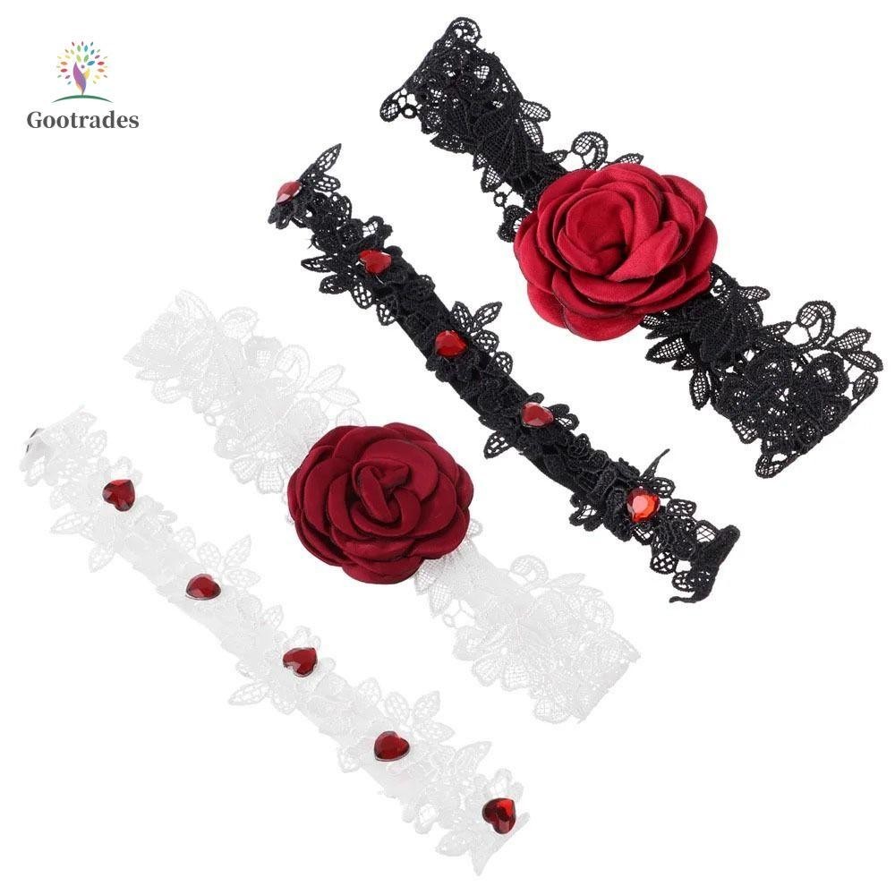 Gootrades Cô Dâu Garters, Ren Gợi Cảm Đùi Nhẫn, Phụ Kiện Quần Áo Hoa Kim Cương Giả Co Giãn Vòng Chân Phụ Kiện Cưới