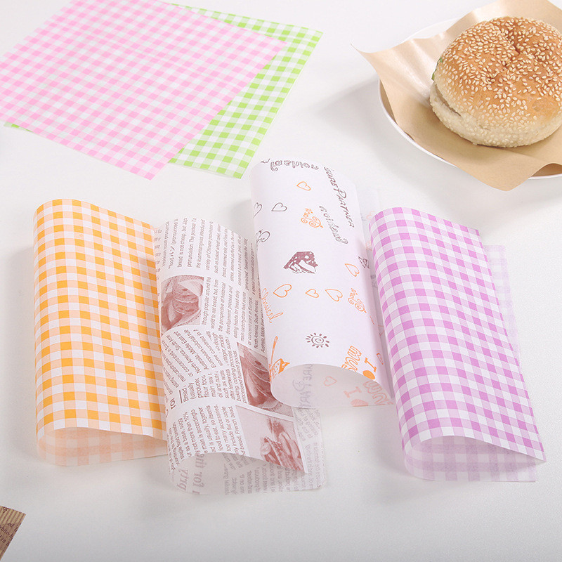 [set 10] Giấy lót caro hồng, giấy lót thấm dầu , giấy nến lót hộp bánh bento, bánh mochi, hộp bã mía