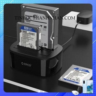 Đế (Dock) ổ cứng 2 khay 3.5/2.5 USB đen Orico 6228US3-C-BK Hàng chính hãng