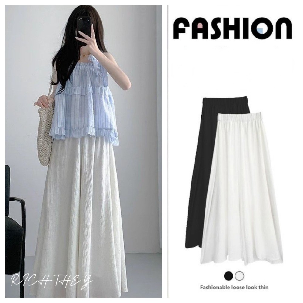 RICH-THEY Quần Ống Rộng Cỡ Lớn  Thời Trang Mới Quần Culotte Chữ A Màu Trơn Thường Ngày Cho Nữ | BigBuy360 - bigbuy360.vn