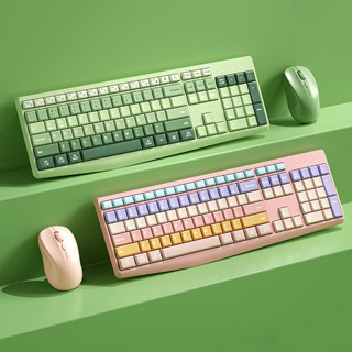 Bàn phím không dây 2.4G Slient Click Bàn phím tiện dụng Bộ bàn phím và chuột kích thước đầy đủ Bàn phím màu hồng / xanh cho máy tính Windows Máy tính xách tay