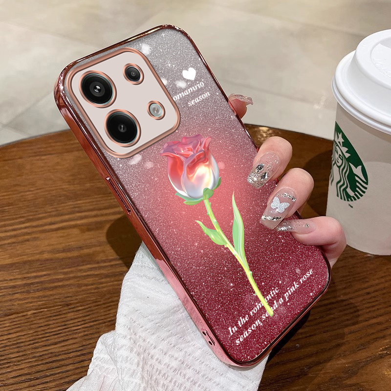 ốp lưng Ốp điện thoại Vivo Y28 Ốp chống sốc viền vàng mềm Hoa sáng bóng vỏ bảo vệ sfydmgh