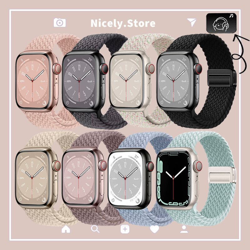 Nhạc dễ thương Họa tiết chó Dây dệt bện từ tính i Dây đeo đồng hồ cho Apple Smart Watch Series iWatc