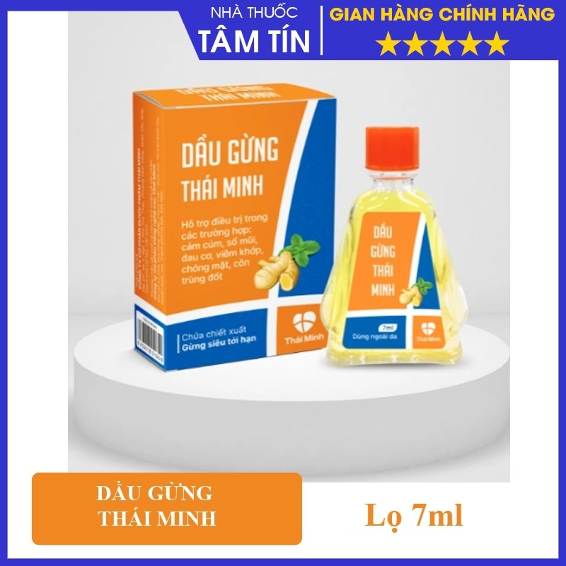 Dầu gió Gừng Thái Minh - Dầu Nóng Xoa Bóp Thảo Dược Giúp làm Giảm Cơn Đau Đầu, Đau Xương Khớp - Lọ 7ml