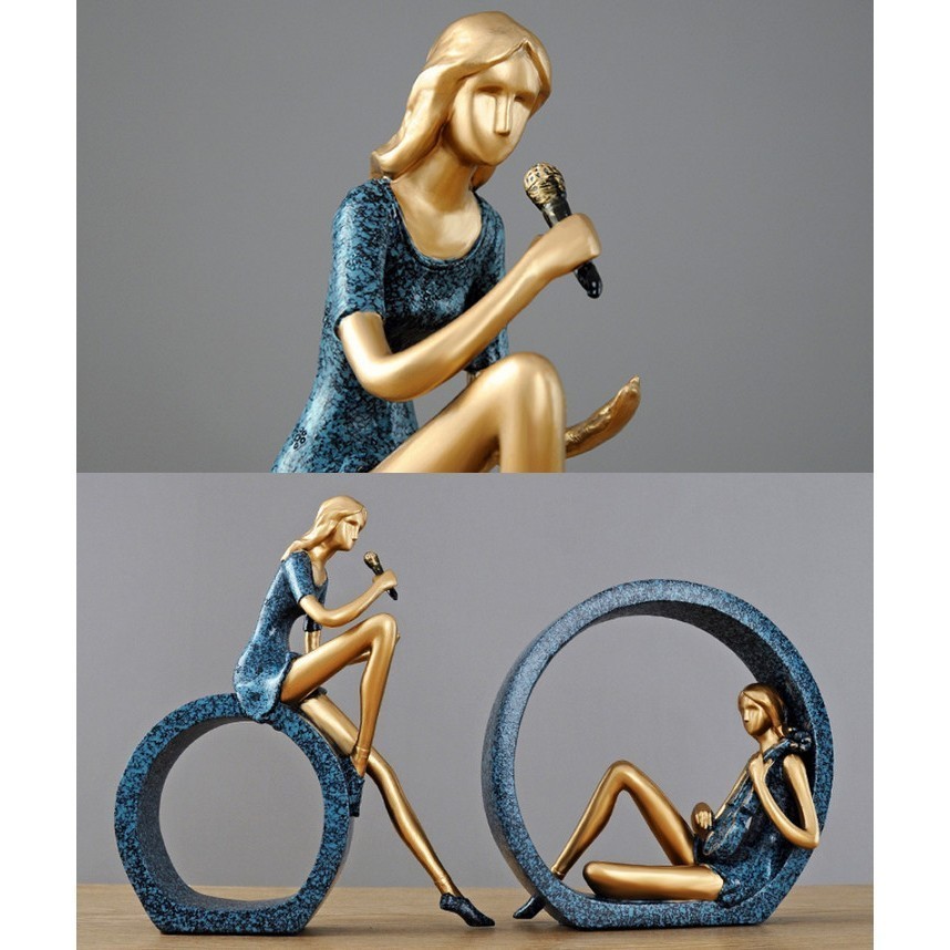 Bộ 2 Tượng Nghệ Thuật GIRLS BAND Modern Home decor tinh tế World mart