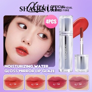 Bộ 4 Món SHAQINUO Gương Pha Lê Son Bóng Khỏa Thân Son Tint Son Môi Chống Thấm Nước Lâu Dài Chống Dính Cốc Lip Glaze Nước Ánh Sáng Môi Mỹ Phẩm