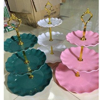 [Sale] Khay Đĩa Nhựa Đựng Hoa Quả Bánh Sinh Nhật 3 Tầng.