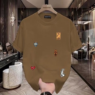 Áo phông cộc tay ngắn đơn giản dễ phối Nam Thường Ngày phong cách Hàn Quốc áo cộc tay cỡ lớn mẫu mới trào lưu mùa hè cho nam Áo phông cổ tròn in hoa cá tính rộng rãi cho nam và nữ