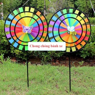  Chong Chóng Vải Xoay Dạng Bánh Xe Ferris Tròn 7 Màu 3 Tầng Trang Trí Ngoài Trời 