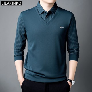 Áo Sơ Mi Polo Nam Quần Áo Sọc Sọc Cơ Bản Dài Tay Áo Sơ Mi Top Cổ Điển Thời Trang
