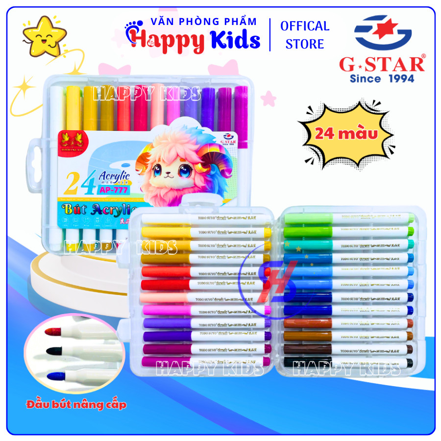 Hộp 24 Màu Acrylic Marker Todo Suyo AP777-24M Dung Tích Mực Lớn, Viết Vẽ Trên Mọi Bề Mặt, Màu Tươi S