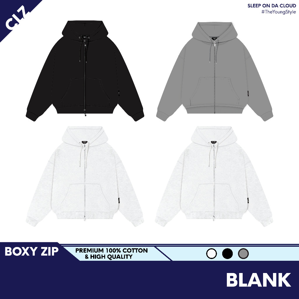 CHÍNH HÃNG Áo hoodie zip boxy nam local brand CLOUDZY TRƠN khoác boxy zip nỉ bông nữ unisex form rộn