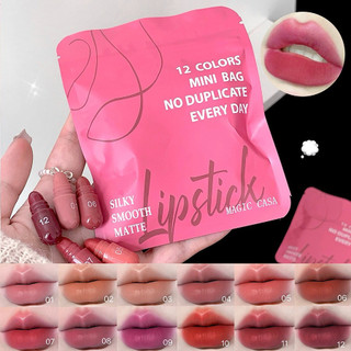  Son Môi Khỏa Thân Chống Thấm Nước Sương Mù Lip Glaze 12 Cái   bộ Viên Son Môi Cho Nữ 