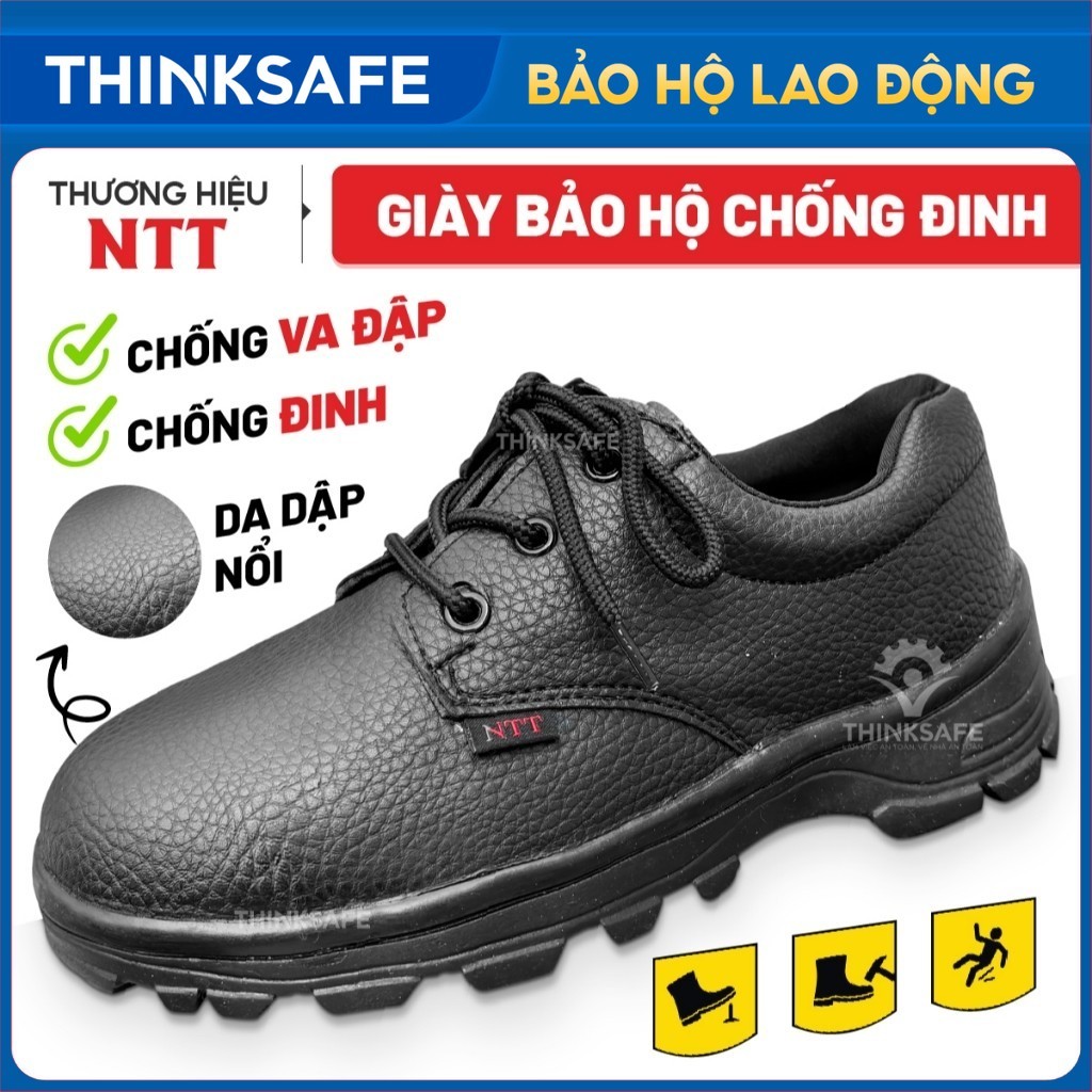 Giày bảo hộ lao động nam NTT chống nước, chống đinh va đập trơn trượt, Giày đi làm công trình, giày lao động - Thinksafe