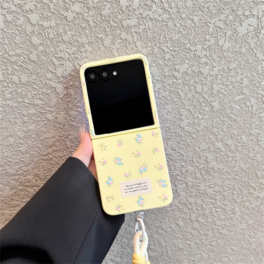 Vỏ hoa toàn màn hình Hàn Quốc đơn giản tươi mát có dây di động cho Motorola Razr60 Ultra Razr60 Razr