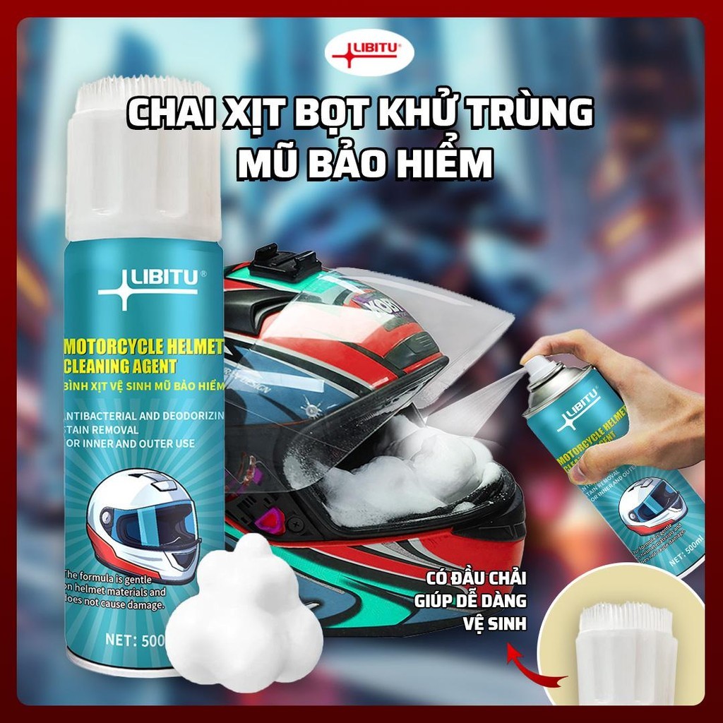 Xịt Vệ Sinh Nón Bảo Hiểm LIBITU 500ml - Diệt Khuẩn, Khử Mùi Hôi & Dưỡng Da Lót - Chai Xịt Áp Lực Mạn