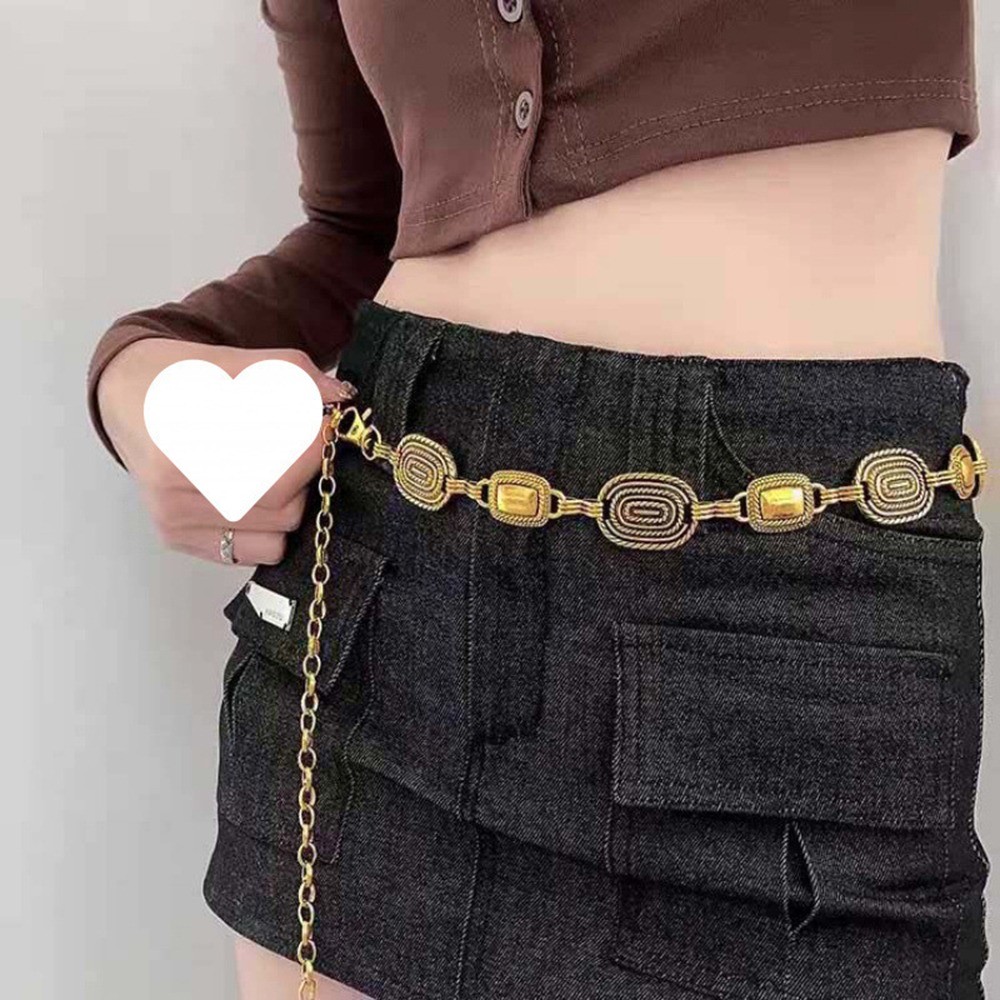 Women Geometric Metal Waist Chain Belt Bohemian Style Waistband Accessories
