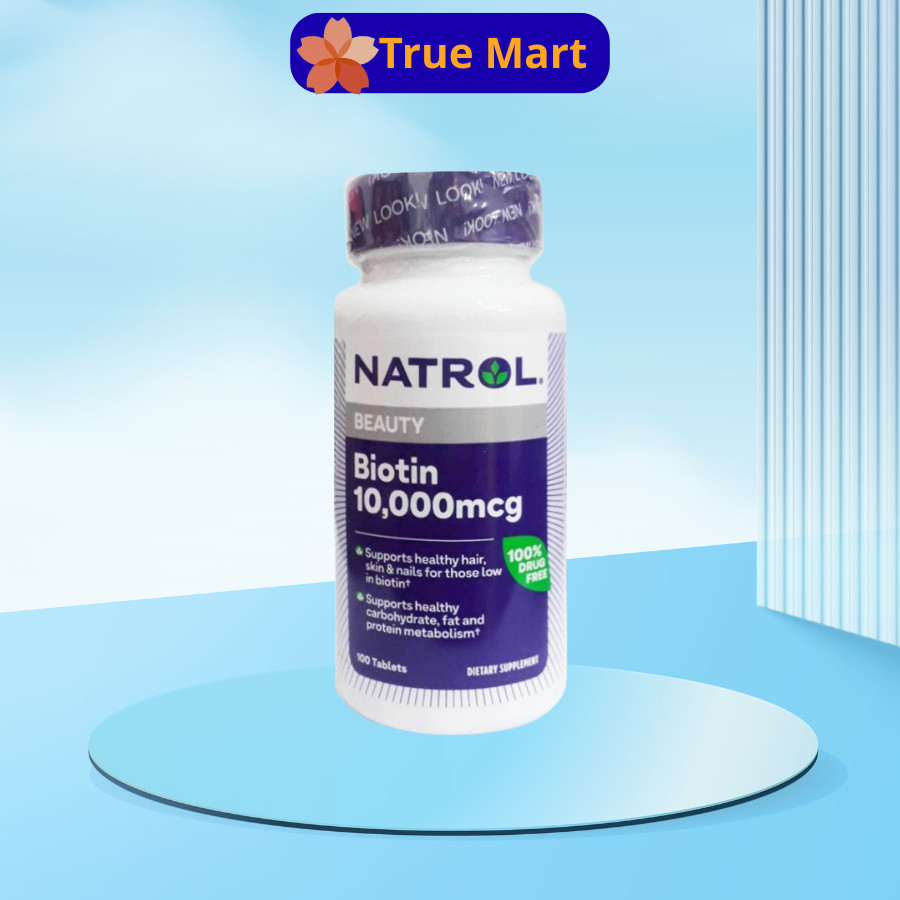 Viên Uống Hỗ Trợ Mọc Tóc Và Chống Rụng Tóc Natrol Biotin 10,000mcg Hộp 100 Viên  của Mỹ, viên uống m