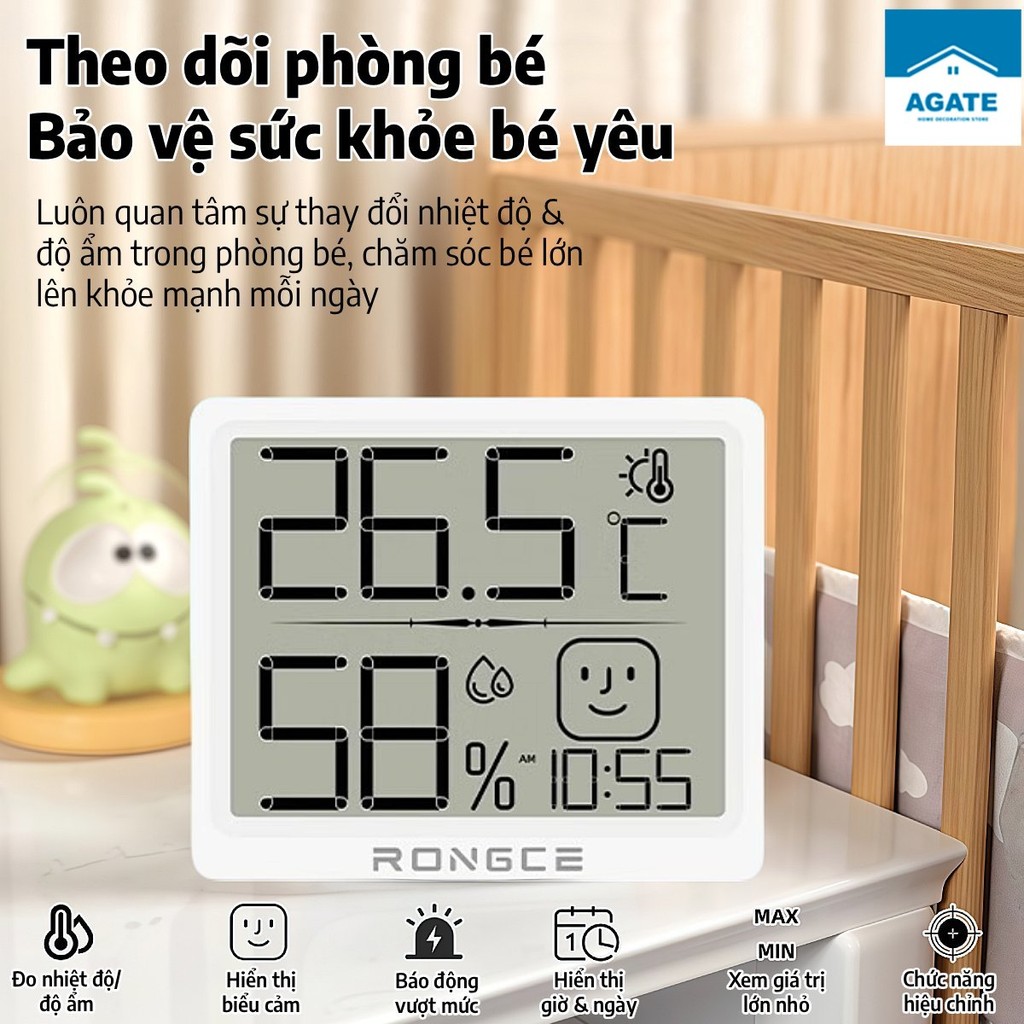 Nhiệt Ẩm Kế, nhiệt kế, Hiển Thị Chính Xác, đo trạng thái cho bé, độ ẩm phòng ngủ cho bé chính xác, Nhỏ gọn và nhẹ