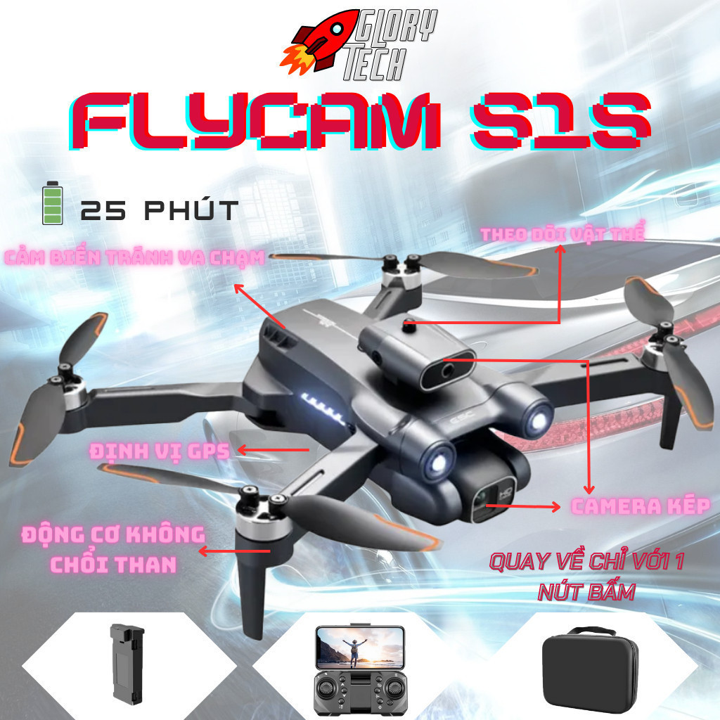 Flycam S1S camera 8K S1S PRO, Flycam mini có thể so sánh với flycam f11s pro 4k, không chổi than cảm