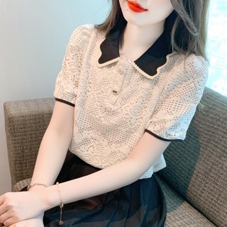 Ren Top Mùa Hè 2024 Phong Cách Mới Thời Trang Ngắn Tay Áo Sơ Mi Voan Nữ Áo Thun Độc Đáo Nữ Đẹp Nhỏ Áo Sơ Mi ZYSF