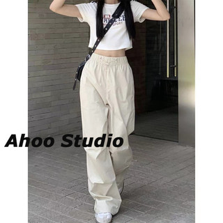 Ahoo quần ống rộng Quần Túi Hộp comfortable INS cozy cổ xưa WFK24707RW 28Z240710
