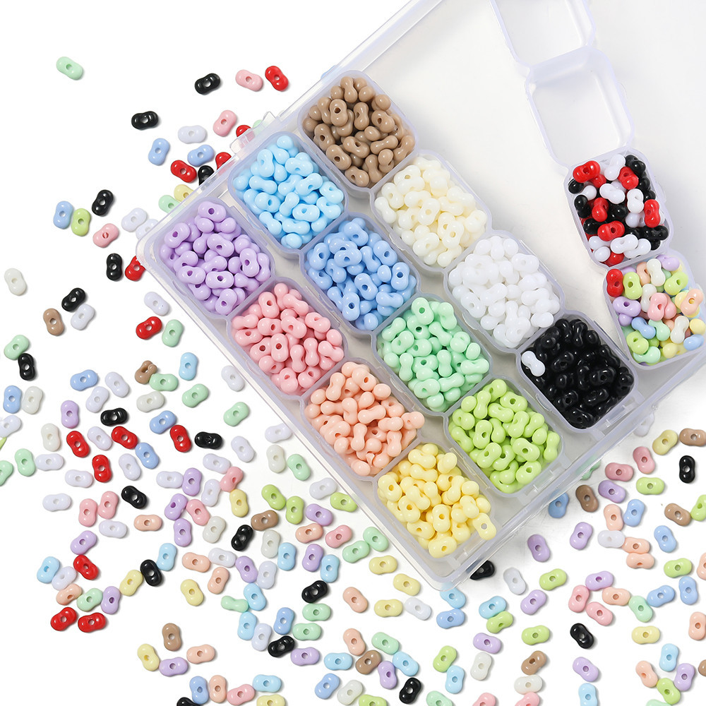 St.kunkka 100 / 200 Chiếc Hạt Acrylic 4 * 6.5 Mm Nhiều Màu Hạt Đậu Phộng Hạt Hạt Hạt DIY Vòng Tay Vòng Cổ Vật Liệu Trang Sức