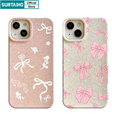 Suntaiho Thẩm Mỹ Độc Đáo Họa Tiết Nơ Hoa Ốp lưng Iphone 15 14 12 13 11 Pro Max IP 7 8 Plus Iphon X Xs XR Xs Max Silicone Mềm Cao Cấp Chống Sốc Ốp Lưng