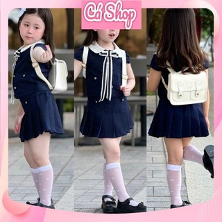 Set bộ học sinh CS361 nơ Hàn chân váy xếp ly cho bé gái