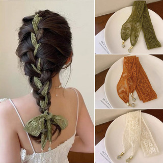 Phụ kiện tóc ruy băng ren cổ điển, khăn lụa cao cấp, dây thắt lưng, dải dài, khăn quàng cổ trang trí nữ, dây chuyền, xu hướng tóc bện