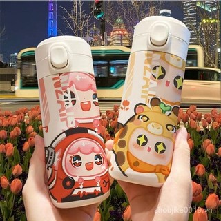 Cốc nước dễ thương tiệc trứng Cốc giữ nhiệt Bình nước giá trị cao Instagram cầm tay bằng thép không gỉ nhỏ gọn dung tích lớn