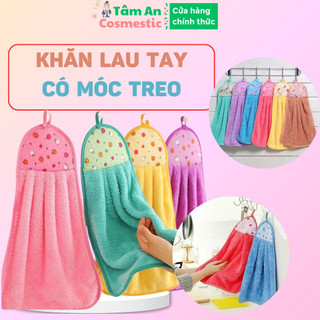 Khăn lau tay có móc treo dùng trong nhà bếp, khăn lau tay bếp vải cotton mềm mại siêu thấm hút