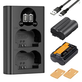 Bộ sạc và pin máy ảnh K & F CONCEPT với bộ sạc pin 2 khe + 2 pin NP-W235 7.4V 2200mAh 16.2Wh + Thay thế cáp sạc Type-C cho Fujifilm X-T4 / X-T5 / GFX 5