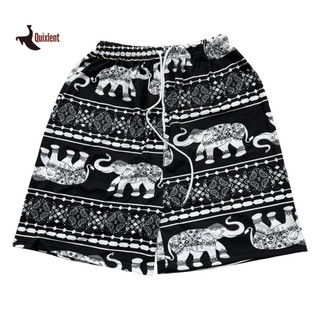 Quần short đi biển thông thường dành cho nữ QUIXLENT Quần short lưng co giãn có túi Voi lấy cảm hứng từ Thái Lan