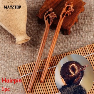 WAY2TOP Cài Tóc Bằng Gỗ Đào Chạm Khắc Thủ Công Phong Cách Retro Thời Trang Cho Nữ