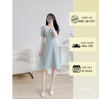 [Mã FAHOLIDAY giảm đến 50k đơn từ 99k] Váy cộc tay cổ 2 lớp Charme 203060