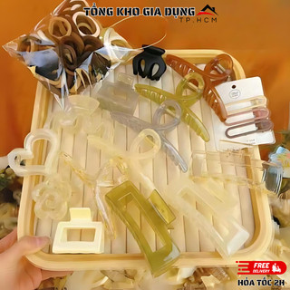 Bộ kẹp tóc 67 chi tiết - kẹp tóc càng cua + chun buộc tóc hàn quốc siêu xinh.