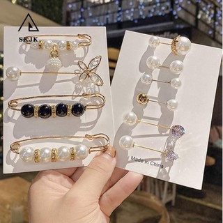 Bộ ghim cài áo SKJK đính ngọc trai nhân tạo phong cách cổ điển