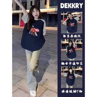C71397 Summer New Loose Cotton Slimming Cartoon Printed Raglan Short Sleeve T-shirt