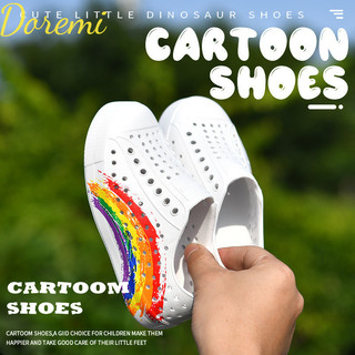 Doremi Crocs Giày đi biển trẻ em dành cho bé trai và bé gái Giày đi mưa hoạt hình dễ thương Dép chống trượt và chống thấm nước cho cha mẹ và con cái