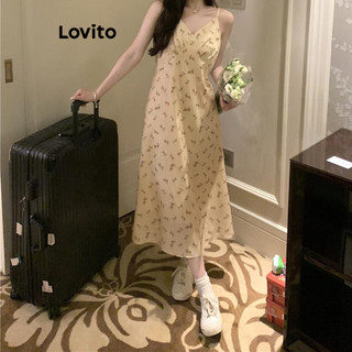 Đầm Lovito xếp nếp họa tiết hoa nhí phong cách dễ thương cho nữ LNE65282