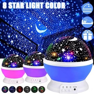 Đèn ngủ chiếu sao mặt trăng trang trí phòng, đèn led chiếu ban đêm bầu trời tự động xoay 360