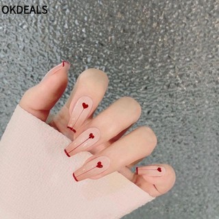 [Hàng mới về] Set 24 móng tay giả kiểu hình thang vuông kích thước đầy đủ dễ tháo thời trang
