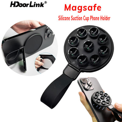 Hdoorlink Từ Silicon Hút Cốc Điện Thoại Đa Năng Magsafe Hút Điện Thoại Pad Di Động Silicon Giá Đỡ