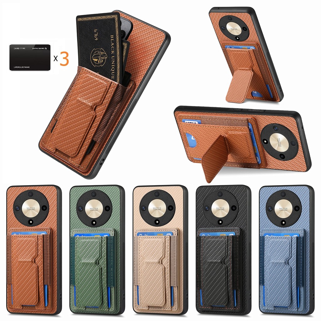 Dành Cho Honor 200 pro 200 Lite 90 pro 90 Lite 100 pro 70 pro 50 80 60 Ốp Lưng Điện Thoại Ví Sợi Carbon Vỏ Đựng Thẻ