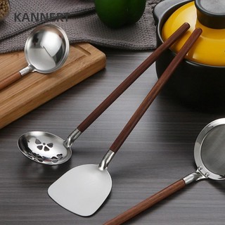 Muỗng Có Rãnh EUTUS, Thìa Canh Di Động Tay Cầm Bằng Gỗ Dài, Nấu Ăn Phong Cách Nhật Bản Rây Inox