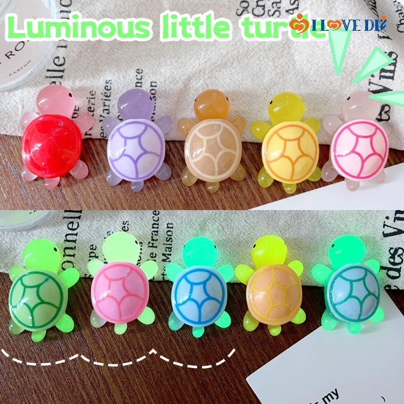 20Pcs Home Table Decorative Turtle Ornaments - Mini Glow-in-the-dark Turtles doll Marine Theme Fish 