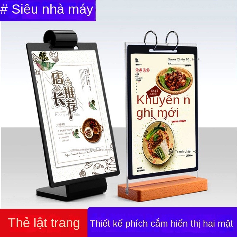 Lật Giá Đỡ Trưng Bày Thẻ menu Để Bàn Bằng Gỗ