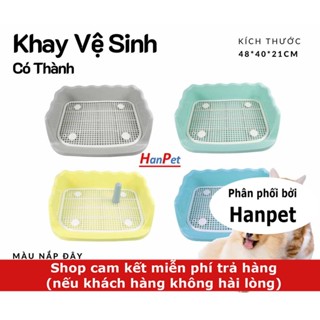 Khay vệ sinh cho chó có tường chắn có cọc cho chó đực và chó cái
